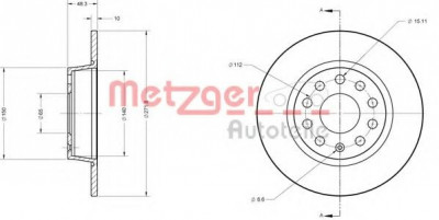 Disc frana SKODA OCTAVIA III (5E3) (2012 - 2016) METZGER 6110108 foto