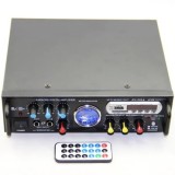 Amplificator auto tip statie, FM RADIO si telecomanda, functie karaoke, egalizator Mp3, USB/ SD, negru