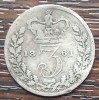 (A352) MONEDA DIN ARGINT ANGLIA - 3 PENCE 1861, REGINA VICTORIA, DEFORMATA, Europa