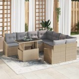 vidaXL Set de canapele pentru grădină 9 pcs Bej Rattan poli 3357713