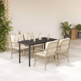 VidaXL Set mobilier de grădină cu perne, 5 piese, bej, poliratan