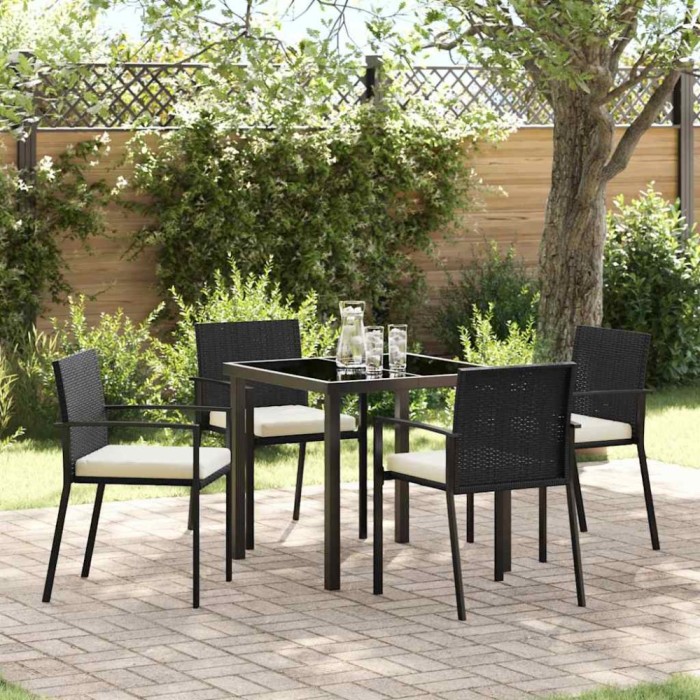 vidaXL Set de masă pentru grădină 5 pcs Negru Rattan poli 3379234