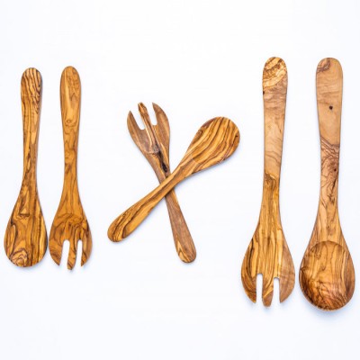 Set Verona lingură&amp;nbsp;și furculiță din lemn de maslin 25 | 30 | 35 cm foto