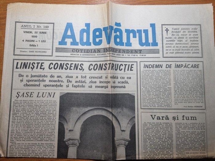 ziarul adevarul 22 iunie 1990