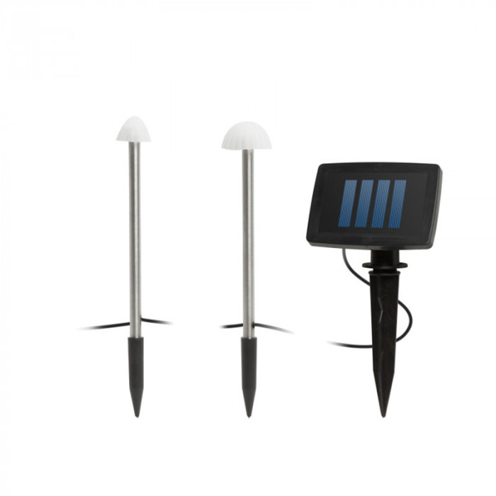 Set 12 lampi solare ciuperca LED Garden of Eden, 240 x 38 mm, 12 x LED, 400 mAh, autonomie 6-8 h, lumina alb cald, metal