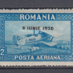 ROMANIA1930 LP 84 a C.RAIU FILIGRAN ORIZONTAL SUPRATIPAR 8 IUNIE 1930 SARNIERA