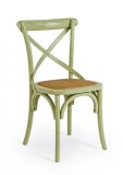Cumpara ieftin Scaun din lemn verde cu sezut din rattan maro Cross 50.5x52x87x46 cm