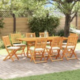 Set 8 Scaune Pliante Gradina vidaXL, Lemn Acacia, Alb, 49x57.5x92cm, Rezistent Intemperii, Perna Inclusa