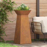 vidaXL Set de 2 ghivece de grădină &icirc;n formă de pilon cu bol de 40x40x100 cm, din oțel corten.