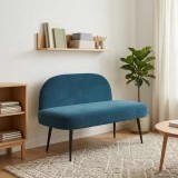 vidaXL Bancă tapițată cu spătar albastru 110 x 60 x 76 cm Catifea 42040794