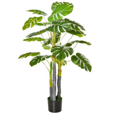 HOMCOM Monastera Planta Artificiala de Interior si Exterior, Planta Artificiala cu efect Realist cu 20 de Frunze, 120 cm