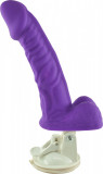 Vibrator Realist Phallus cu Ventuza Detasabila 12 Moduri Vibratii Silicon USB Mov 17.5 cm, STD