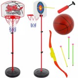 Set joc baschet si tragere la tinta, suport inaltime reglabila 73-146 cm, minge, 3 sageti, multicolor
