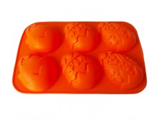 Forma silicon Ou 6 cavitati, Pentru prajituri, Portocaliu, 25 cm, 388COF