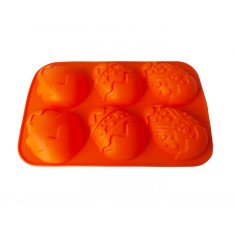 Forma silicon Ou 6 cavitati, Pentru prajituri, Portocaliu, 25 cm, 388COF