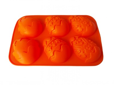 Forma silicon Ou 6 cavitati, Pentru prajituri, Portocaliu, 25 cm, 388COF foto