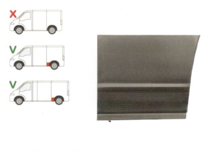 Segment reparatie aripa spate Peugeot Boxer, Citroen Jumper, Fiat Ducato 1994-2006, Partea Stanga, Spate, in fata rotii