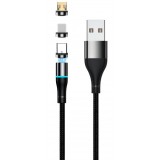 Cablu Incarcare USB-A - Lightning / microUSB / USB-C Setty Magnetic 3in1, 10W, 1m, Negru