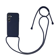 Husa compatibila cu samsung galaxy a54, strap, cu snur prindere gat regrabil, camera protect, antishock, albastru foto