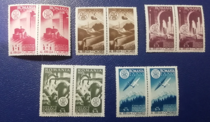 M1 TX7 7 - 1947 - AGIR - perechi de cate doua timbre