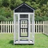 Colivie de pasari, gri, 91,5x53x170 cm, lemn masiv de pin GartenMobel Dekor, vidaXL