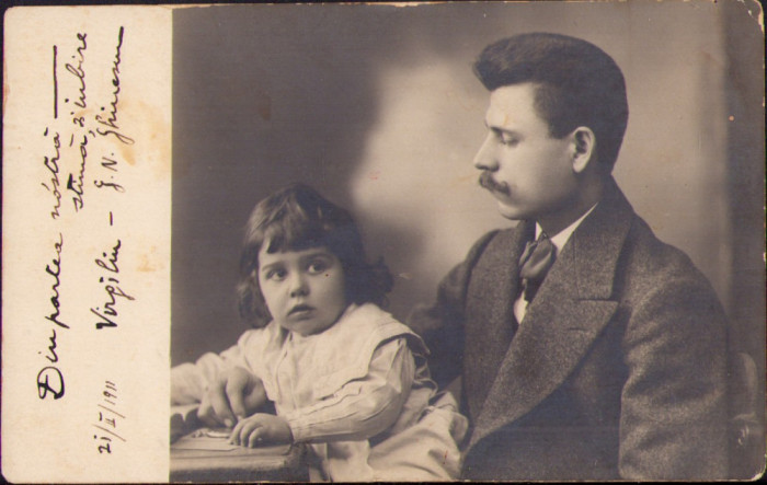 HST P802 Poză fruntaș socialist G N Ghinescu cu fiul 1911 studio Oppelt