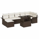 vidaXL Set de canapele pentru grădină cu pernă 8 pcs Maro Rattan poli 3357061