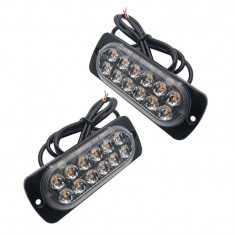 Stroboscoape 12 LED, lumini de avertizare galbene pentru platforma, set 2 bucati