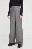Marc O&#039;Polo pantaloni de lana culoarea gri, drept, high waist