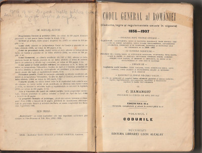 C. HAMANGIU - CODUL GENERAL AL ROMANIEI VOL I + II + III -CODURILE + LEGI UZUALE foto