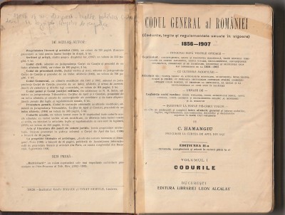 C. HAMANGIU - CODUL GENERAL AL ROMANIEI VOL I + II + III -CODURILE + LEGI UZUALE foto