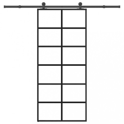 vidaXL Ușă glisantă cu set feronerie, 90x205 cm, sticlă ESG/aluminiu foto