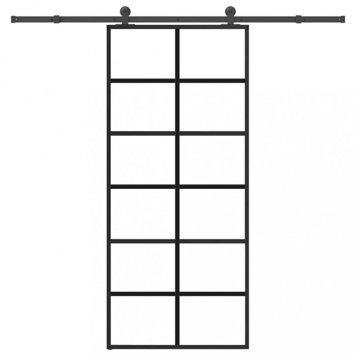 vidaXL Ușă glisantă cu set feronerie, 90x205 cm, sticlă ESG/aluminiu