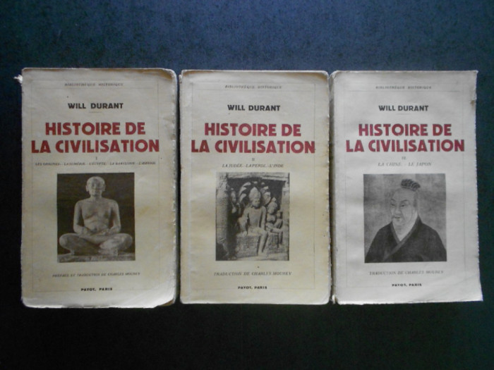 WILL DURANT - HISTOIRE DE LA CIVILISATION 3 volume (1937)