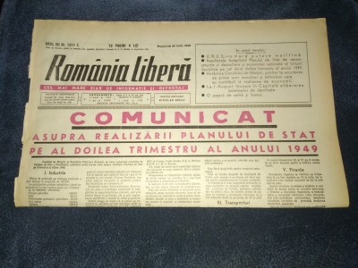 ZIARUL ROMANIA LIBERA 24 IULIE 1949 foto