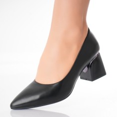 Pantofi dama cu toc Negri din Piele Ecologica Nerina, 37