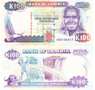 Zambia 100 Kwacha 1991 P-34 UNC foto