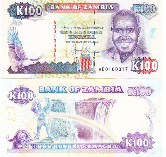 Zambia 100 Kwacha 1991 P-34 UNC