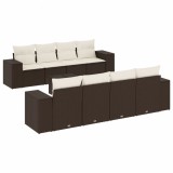 Cumpara ieftin Set canapele de gradina cu perne, 9 piese, maro, poliratan