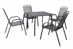Set masa cu 4 scaune pentru gradina HECHTNAVASSASET4, schelet metalic, negru foto