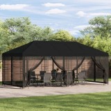 vidaXL Pavilion cu panouri laterale 6 x 3 m Negru Poliester și oțel 3375991