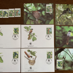 Seychelles - pasari - serie 4 timbre MNH, 4 FDC, 4 maxime, fauna wwf