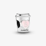 Pandora Drink To Go Coffee Cup Charm 797185EN160 din Argint 925 cu Email Roz
