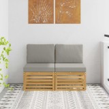 vidaXL 2 Bucată Canapea Medie pentru Exterior Lemn Solid de Acacia Alb 901500