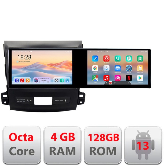 Navigatie Mitsubishi Outlander 2010 Kit-056 Edotec 2 ecrane 8 core 4+128 21.6 inch Incell android Wifi 5Ghz gps internet Q v1 CarStore Technology
