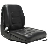 Scaun Tractor/Stivuitor vidaXL, Suspensie, Spatar Reglabil, PVC Negru, Cadru Otel, Ajustare Greutate, Glisare 150mm, 47x50x49cm