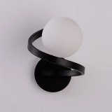 Cumpara ieftin Aplica perete, tip spirala, cu un glob din sticla alba, dulie E27, culoare corp negru, inaltime 20CM