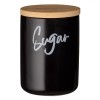 Recipient Ceramic cu Capac de Bambus, Negru, Capacitate 0.8L, Sugar, Oem