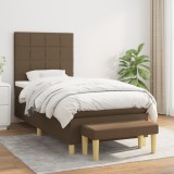 Cumpara ieftin Pat box spring cu saltea, maro &icirc;nchis, 80x200 cm, textil