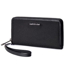 Portofel Business Arctic Hunter, orizontal, cu fermoar, multi-compartimente pentru carduri, acte, bancnote, negru, model AHQ011 foto